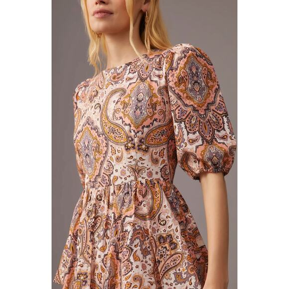 Anthropologie x Kachel Tiered Maxi Dress Medium Boho Peasant Paisley Feminine - Picture 4 of 15